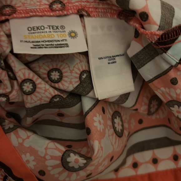 Land’s End Size M Sundress Coral, Blue & Brown With Collar Tank Top Women’s - Picture 6 of 6